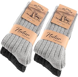 SockWaddles 4 Pairs of Alpaca Socks for Men Women Breathable Thermal Socks Extra Warm Thick Winter Socks with Alpaca Wool Sizes 39-42 43-47