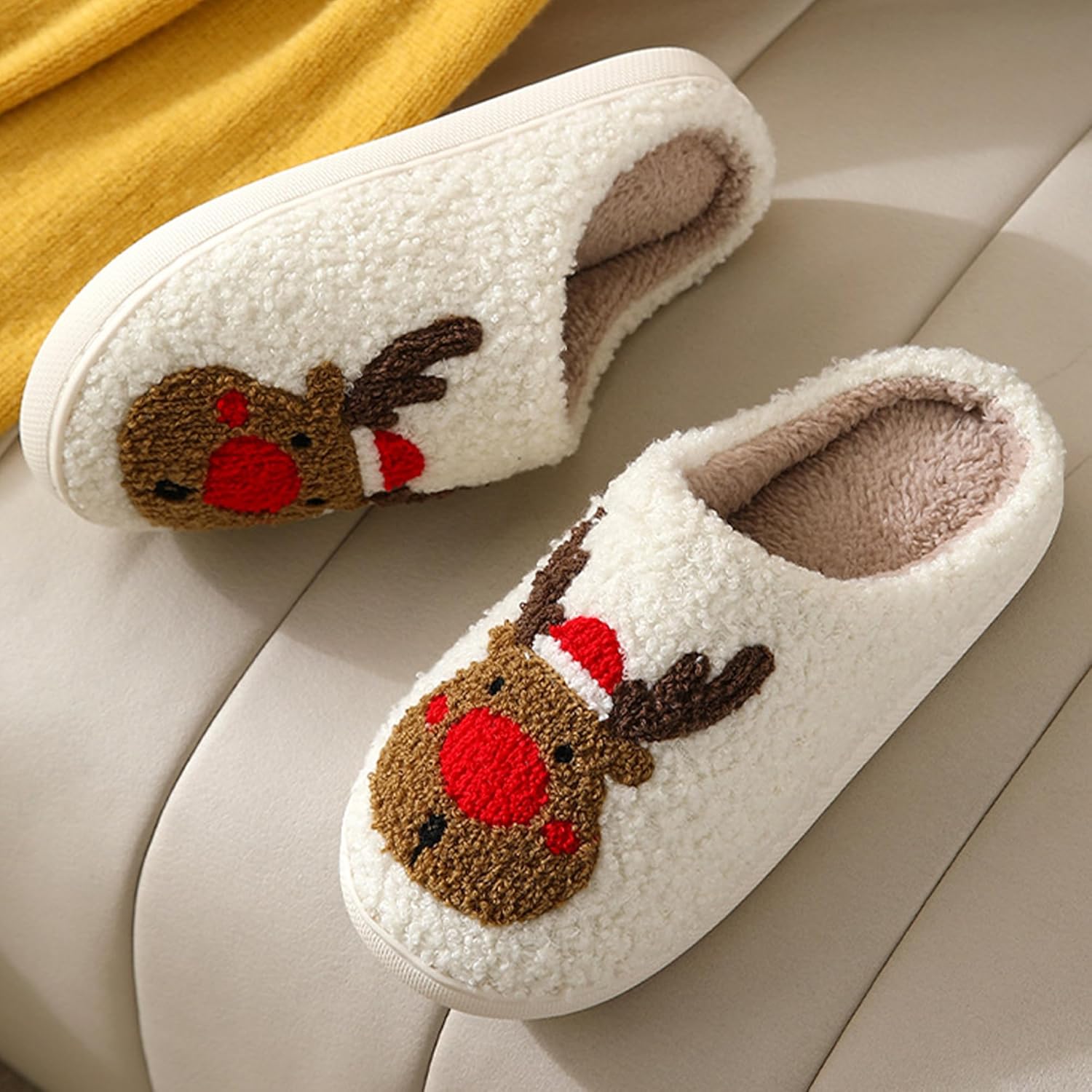 Fuzzy House Slippers for Women - Christmas Cozy Memory Foam Woman Slipper Indoor and Outdoor Winter Bedroom Shoes - Image 5