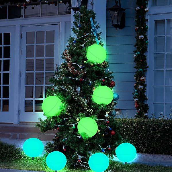 Solar Ball Outdoor 6 Pack - 7 Colors Changing Solar Powered Fairy Garden Lights Waterproof for Pathways, Christmas Yard, Patio Decor(6PCS,φ12cm) - 4