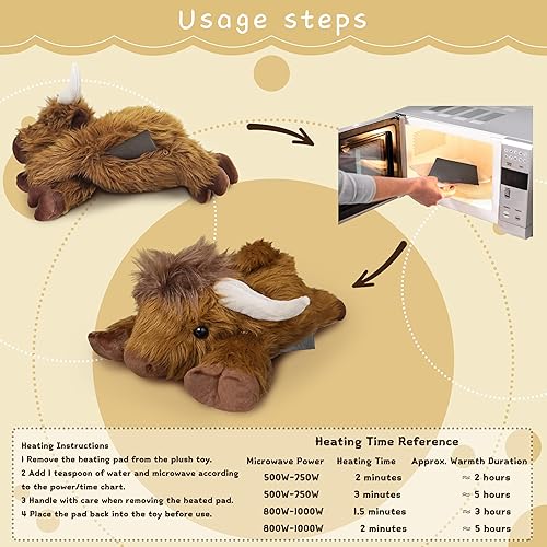 Miniatura 6 de Highland Cow - Juguete de peluche con peso de 4 libras, apto para microondas y refrigerable, para el día de San Valentín, adecuado para niños y