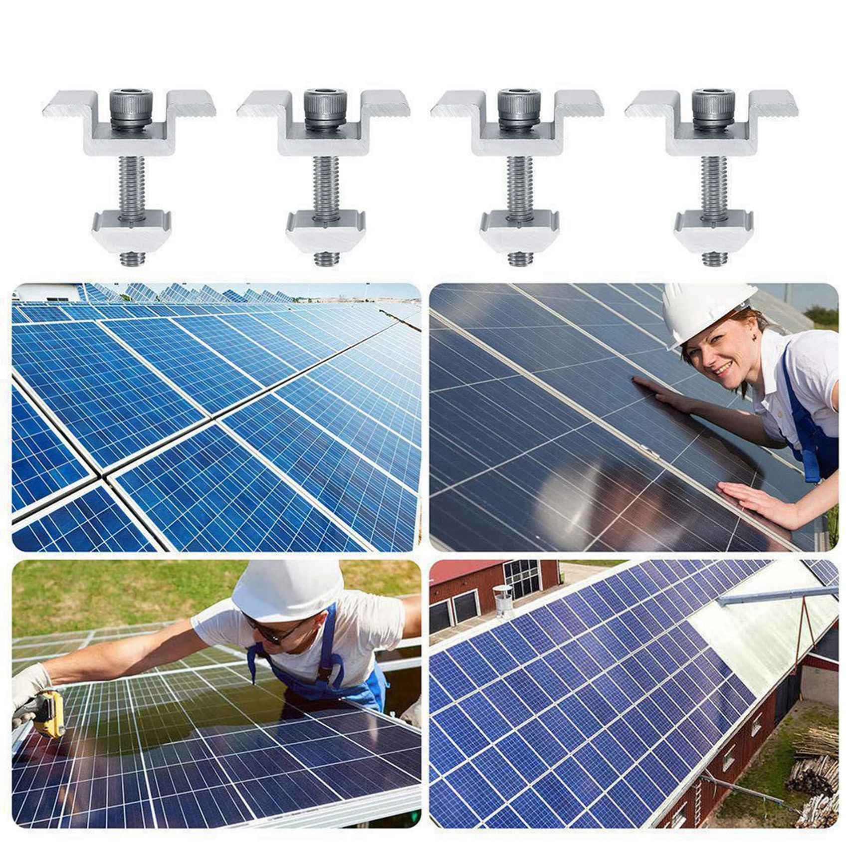 Confezione da 32 Staffe di Montaggio per Solari, Morsetti Terminali per Solari, Morsetti Centrali, per Modulo Solare per Solari Fotovoltaici da 30 mm