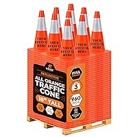Vista 30 de Xpose Safety Conos de tráfico naranjas de 18 pulgadas, resistentes, 3 libras con collar de 6 pulgadas, 1 paquete de conos de seguridad de plástico