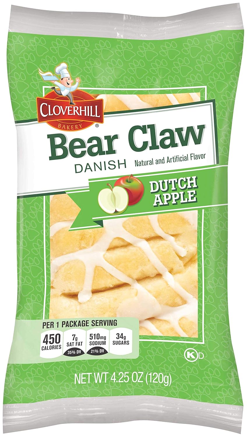Cloverhill Bear Claw Dutch Apple Danish, 4.25 Ounce - 36 per case.