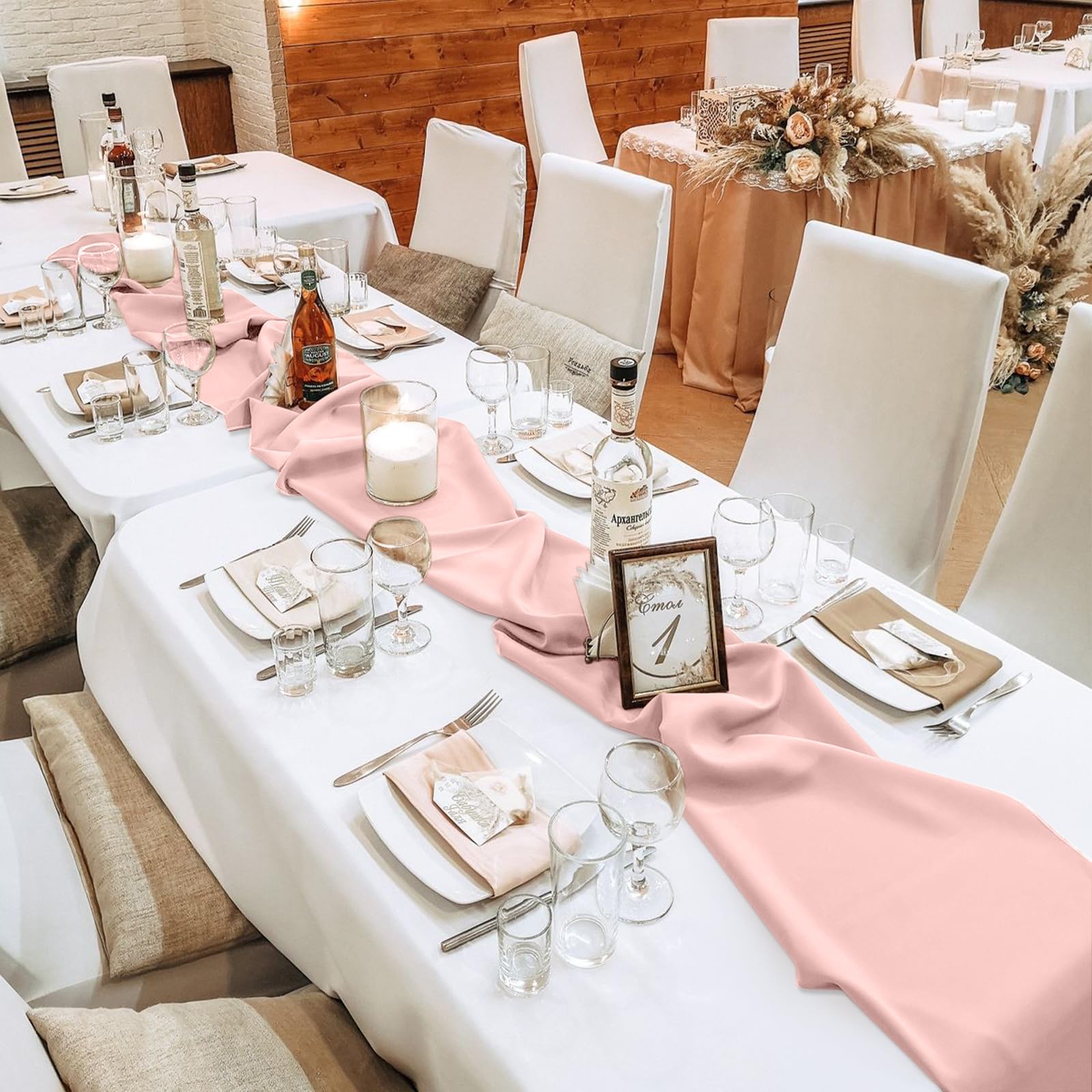 Confezione da 10 runner da tavola in chiffon rosa confetto, da 3 m, runner da tavola per matrimoni, feste di compleanno, decorazioni per la tavola (304,8 x 30,5 cm)