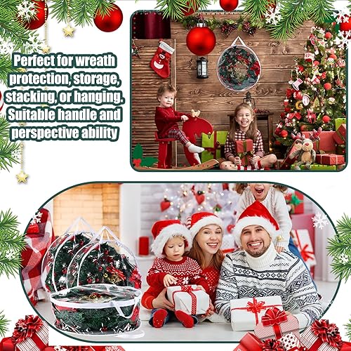 Miniatura 7 de 14 contenedores transparentes de almacenamiento de corona de Navidad de 24 pulgadas, bolsa de almacenamiento de corona de Navidad, contenedor de