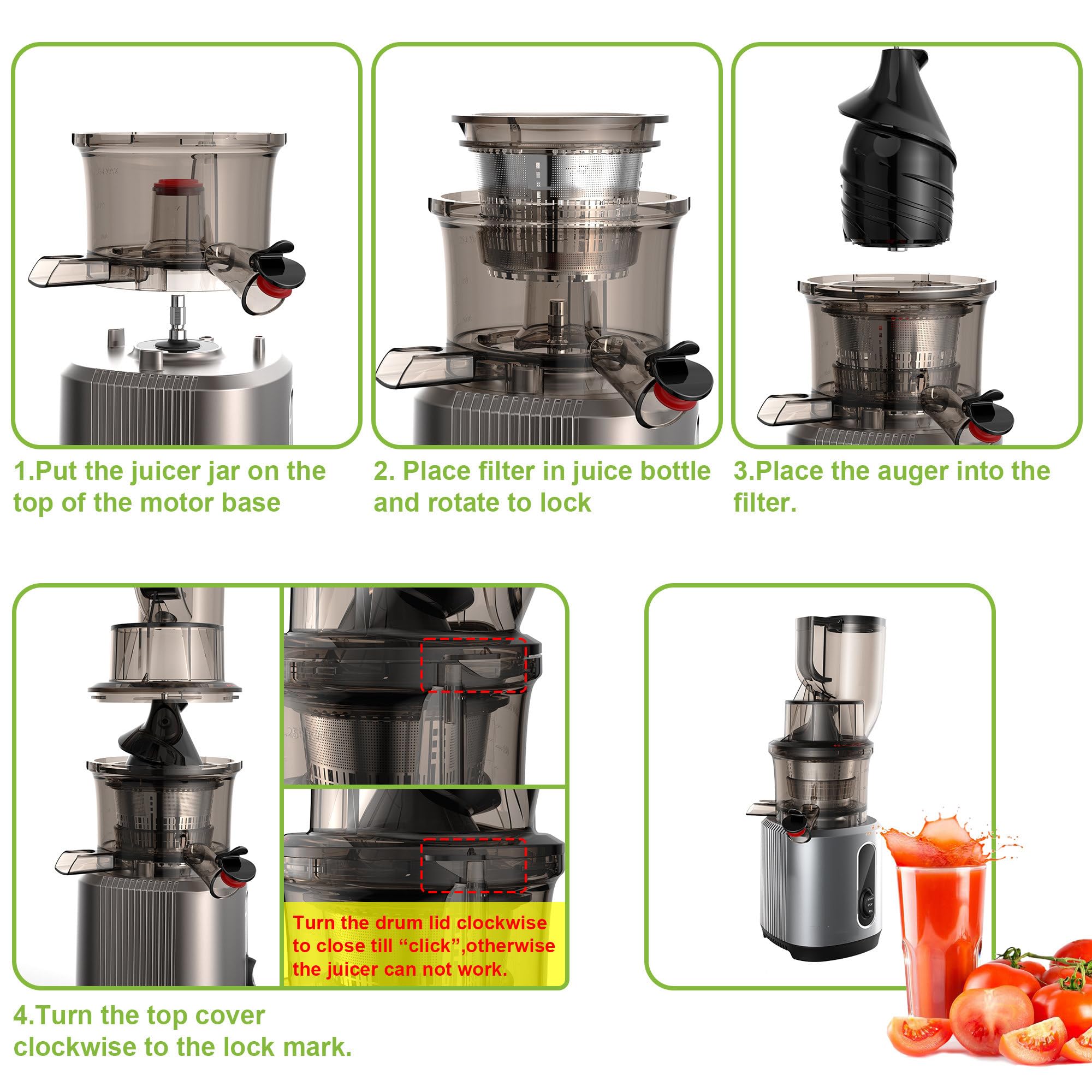 Presse-agrumes électrique à Froid 180W - Large Goulotte, Extraction Maximale, Compact Et Portable Pour Jus Maison - 3