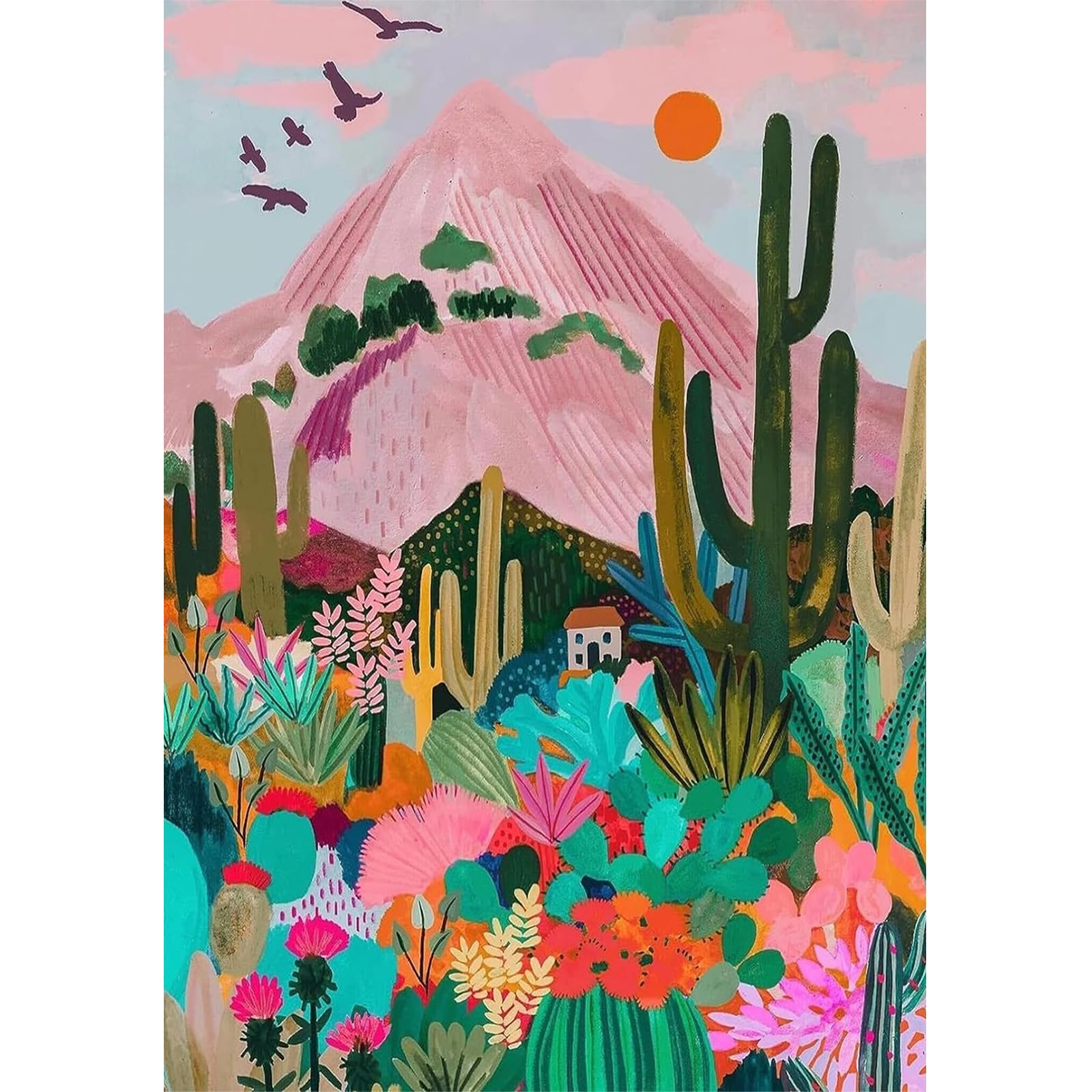 Pintar por Numeros Adultos, DIY Pintura por Números, Pintar por Números de 5 6 7 8 9 10 11 Años Niña y Niño Sin Marco 40 x 50cm (cactus)
