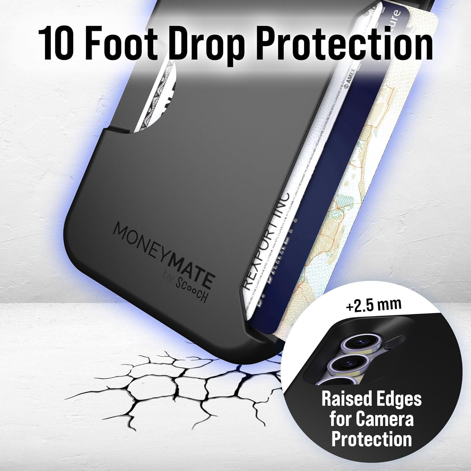 Scooch for Samsung Galaxy S25 Case with Card Holder, Moneymate Wallet Case with Hidden Card Slot and Protection for 4 Cards, 10-Foot Drop Protection, Black | with Card Holder, Hidden Card Slot - Image 5