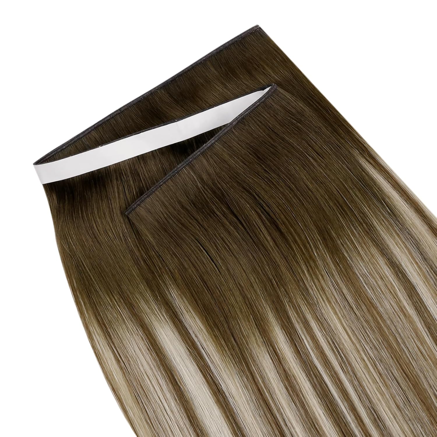 LaaVoo Tape in Weft Hair Extensions Human Hair Ombre Brown Tape Extensions Balayage Light Brown to Blonde Genius Weft Tape on Hair Extension Invisible 18inch 50G