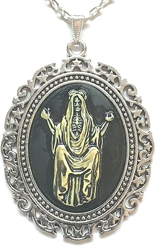 Santa Muerte Cameo Charm - Buscador de Almas Perdidas!, Plata, No es una piedra preciosa