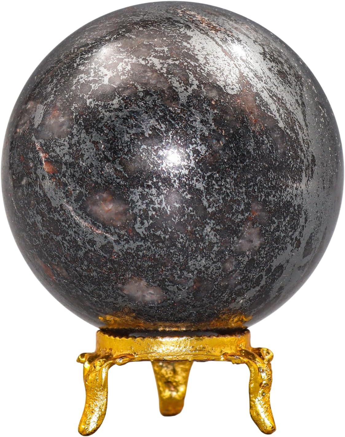 Silver Hematite Crystal Sphere, 60mm Polished Stone Ball for Meditation, Spiritual Energy and Unique Home Decor