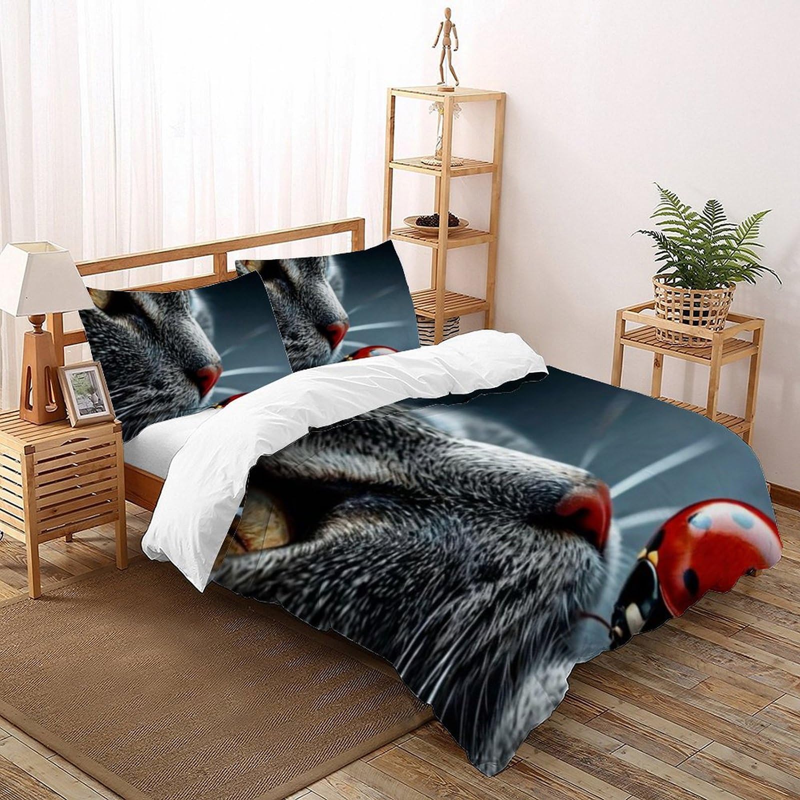 Housse de couette 260x220cm imprimé 3D animaux en microfibre premium de qualité supérieure
