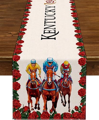 Nepnuser Kentucky Derby Camino de mesa para carreras de caballos de las rosas, decoraciĂłn de fiesta, decoraciĂłn del hogar, cocina, comedor (13 x 72 Nepnuser Kentucky Derby Camino de mesa para carreras de caballos de las rosas, decoraciĂłn de fiesta, decoraciĂłn del hogar, cocina, comedor (13 x 72