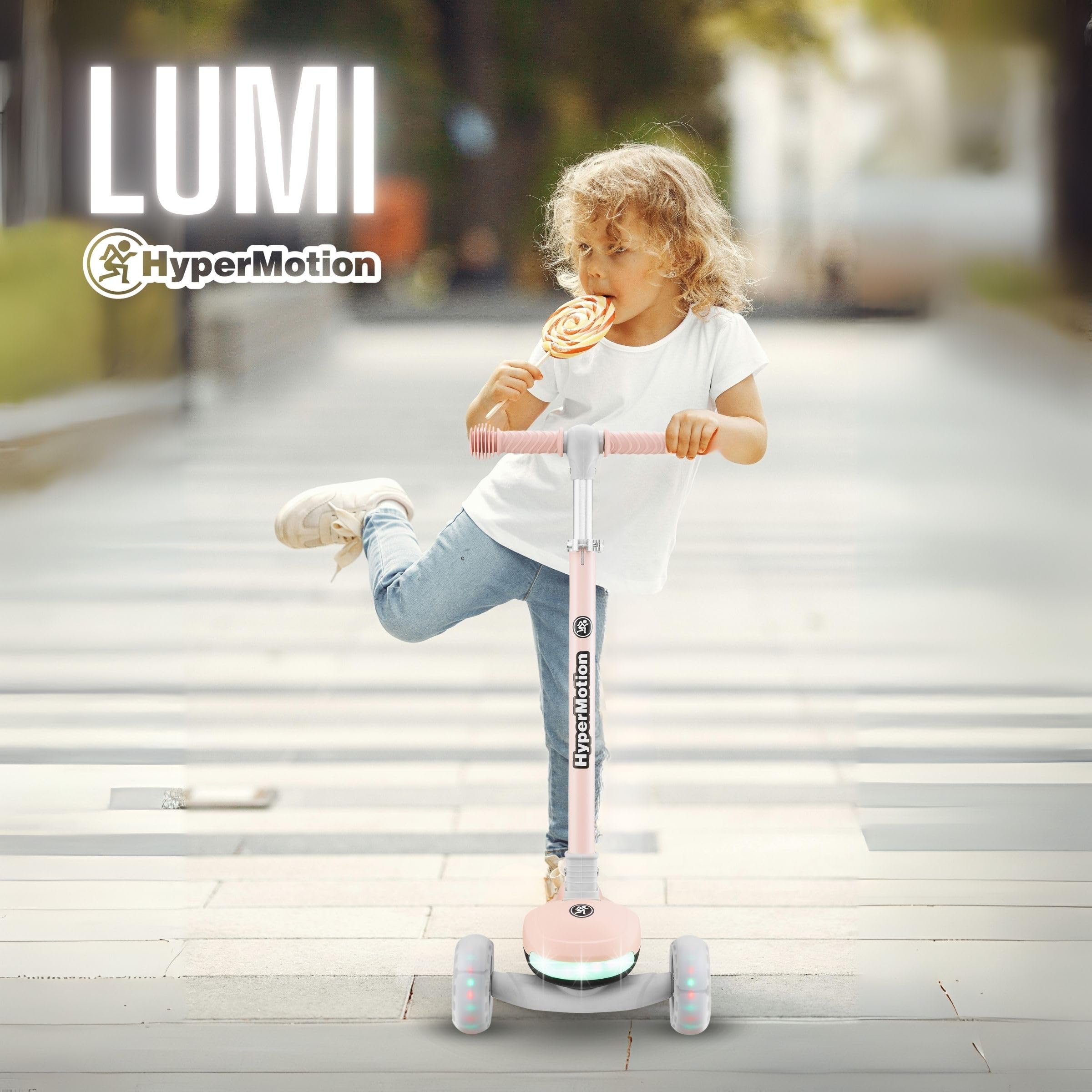 HyperMotion Hulajnoga Balansowa LUMI 3w1 z Podświetlanym Podestem i Kołami LED, Regulowanym Siedziskiem, Składana, z Kauczukowymi Kołami, do 50 kg, dla Dzieci od 1 Roku