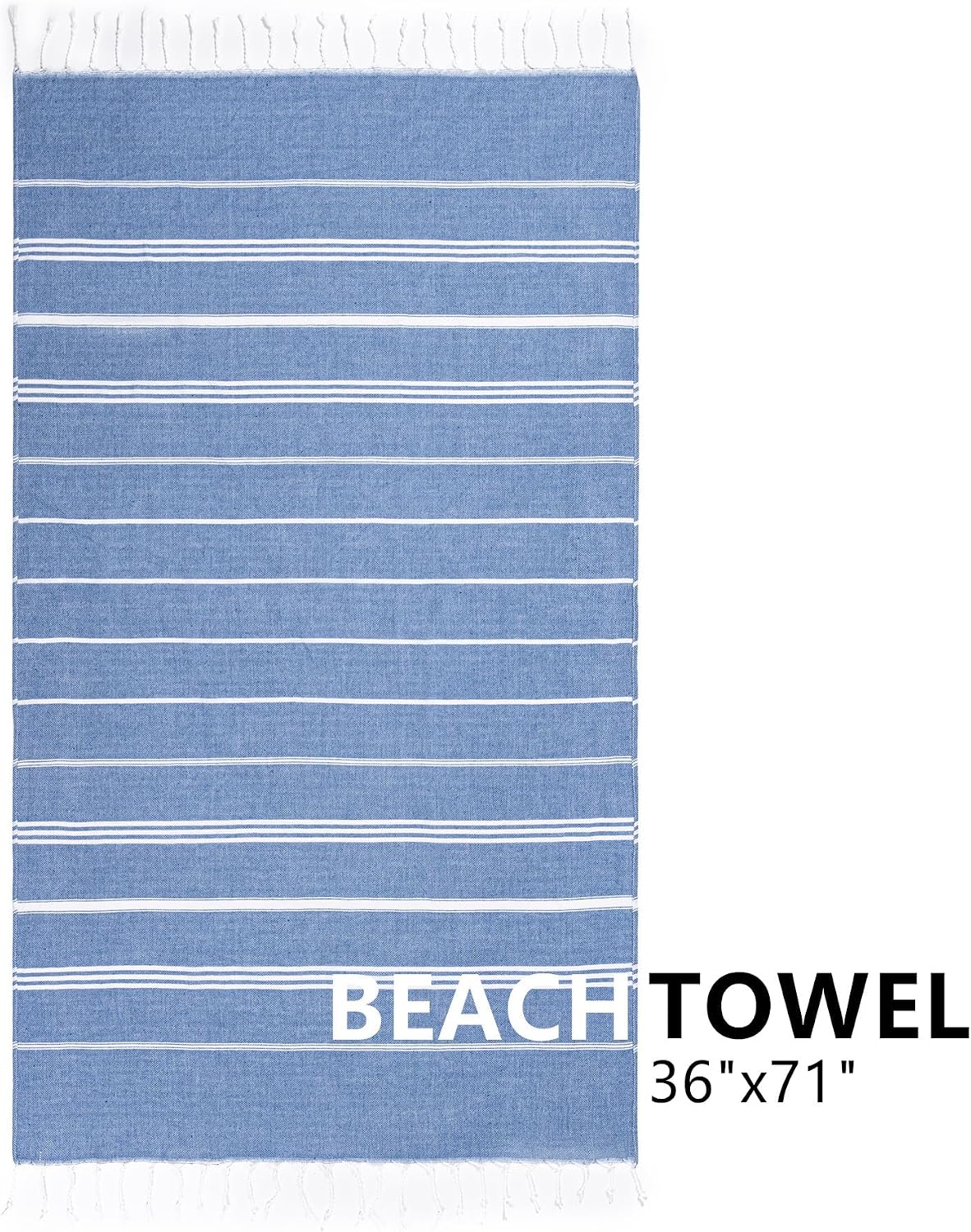 turkish beach towel, 36"x71" quick dry sand free oversized bath pool swim towel, lightweight travel turkish towels vacation essentials, blue