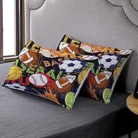 Vista 3 de AILONEN Juego de ropa de cama de fútbol para adolescentes, juego de funda de edredón deportiva, juego de ropa de cama con temática de baloncesto