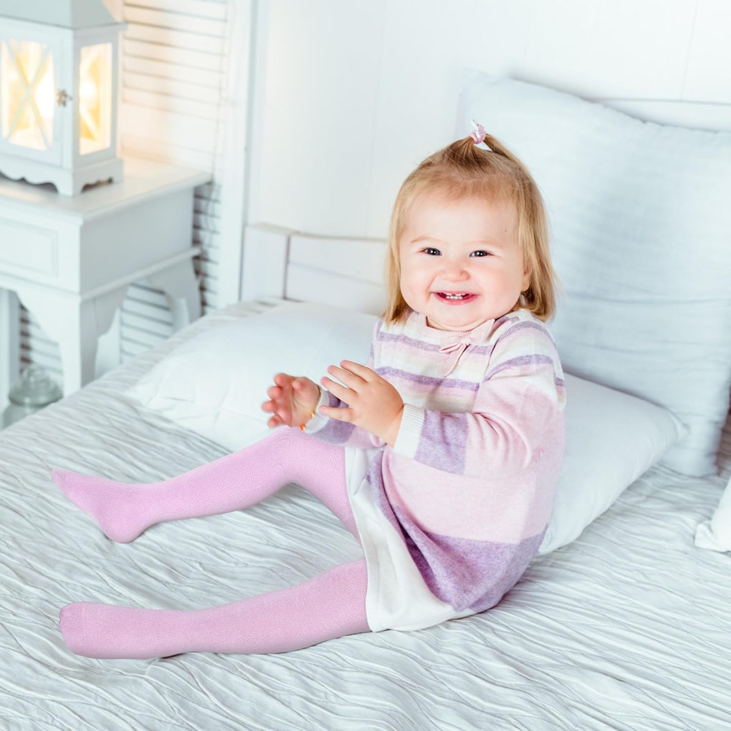 Baby Girls Tights, Leggings Stockings for Newborn Toddler Girls(0-24 Months),3 Pack Infant Knit Cotton Pantyhose - Image 6