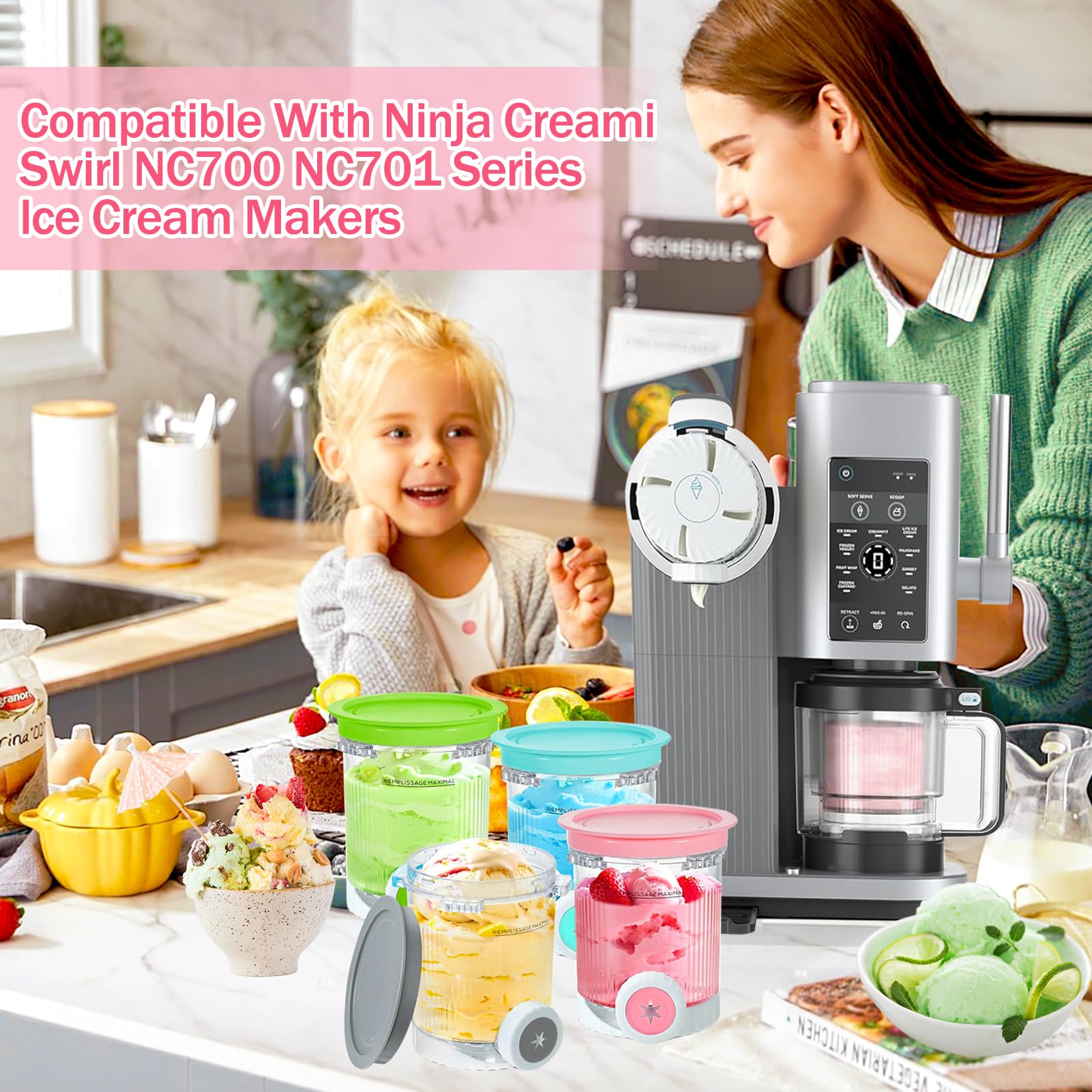 Récipients Creami 4 Pièces Pour La Machine à Glace Ninja Creami - Série