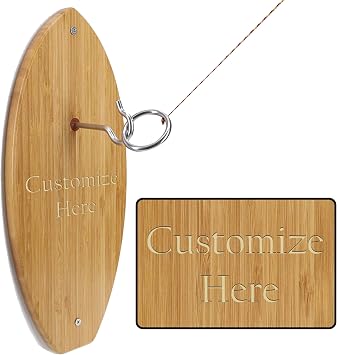 Pacific Shore Games Custom Wooden Hook and Ring Game - Outdoor Games for Adults, Ultimate Ring Toss Game, Ring Game on String for Man Caves, Bars, and Patios, Personalized Gifts