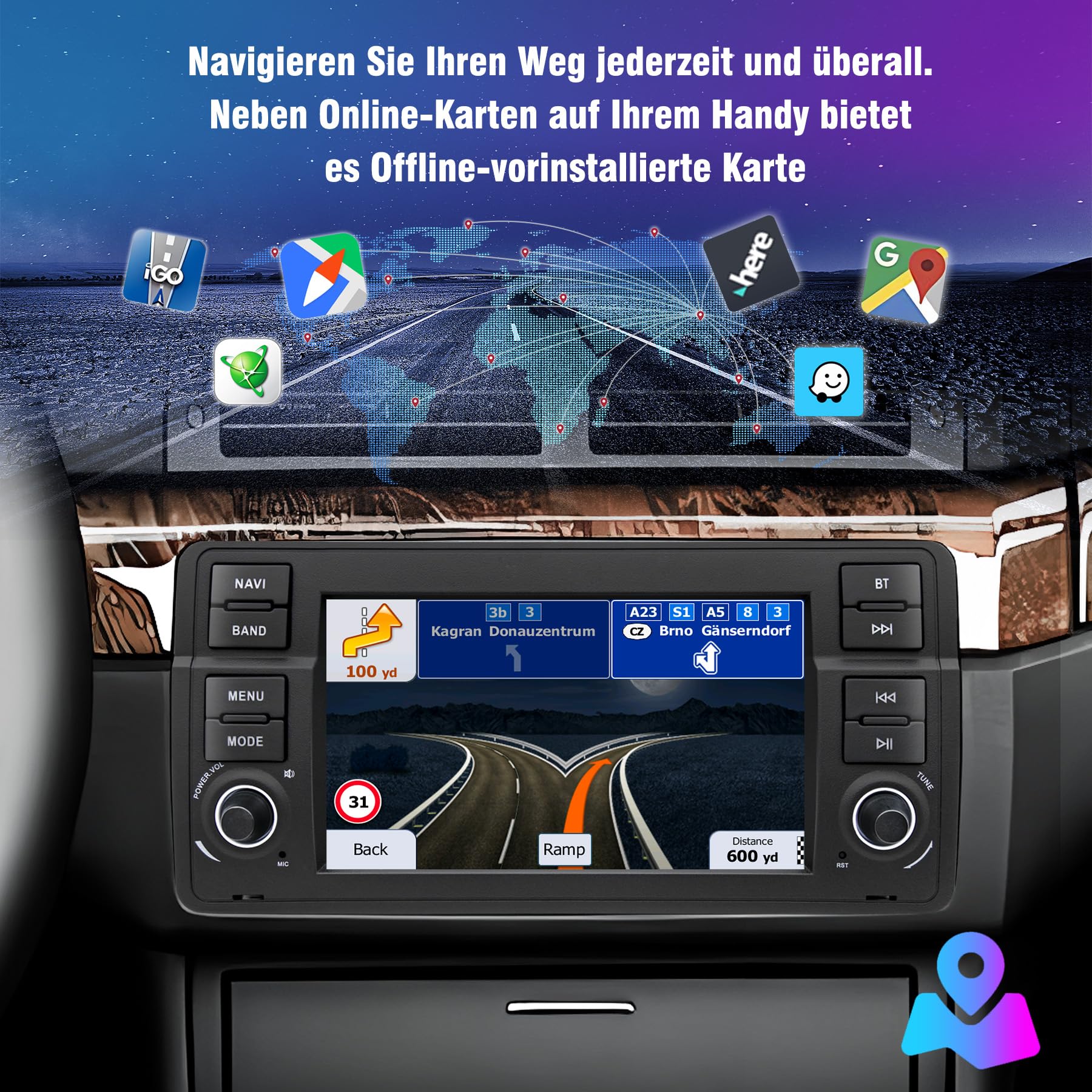 Autoradio für BMW E46 1999 2000 2001 2002 2003 2004, Android 12 2G+32G Radio mit GPS Navigation CarPlay Android Auto Bluetooth WLAN USB Lenkradsteuerung, 7 Zoll Touchscreen