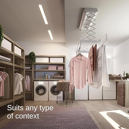 Miniatura 7 de Foxydry Tendedero de aire pared y techo estante de secado eléctrico con control remoto en aluminio y acero montaje en techo 150