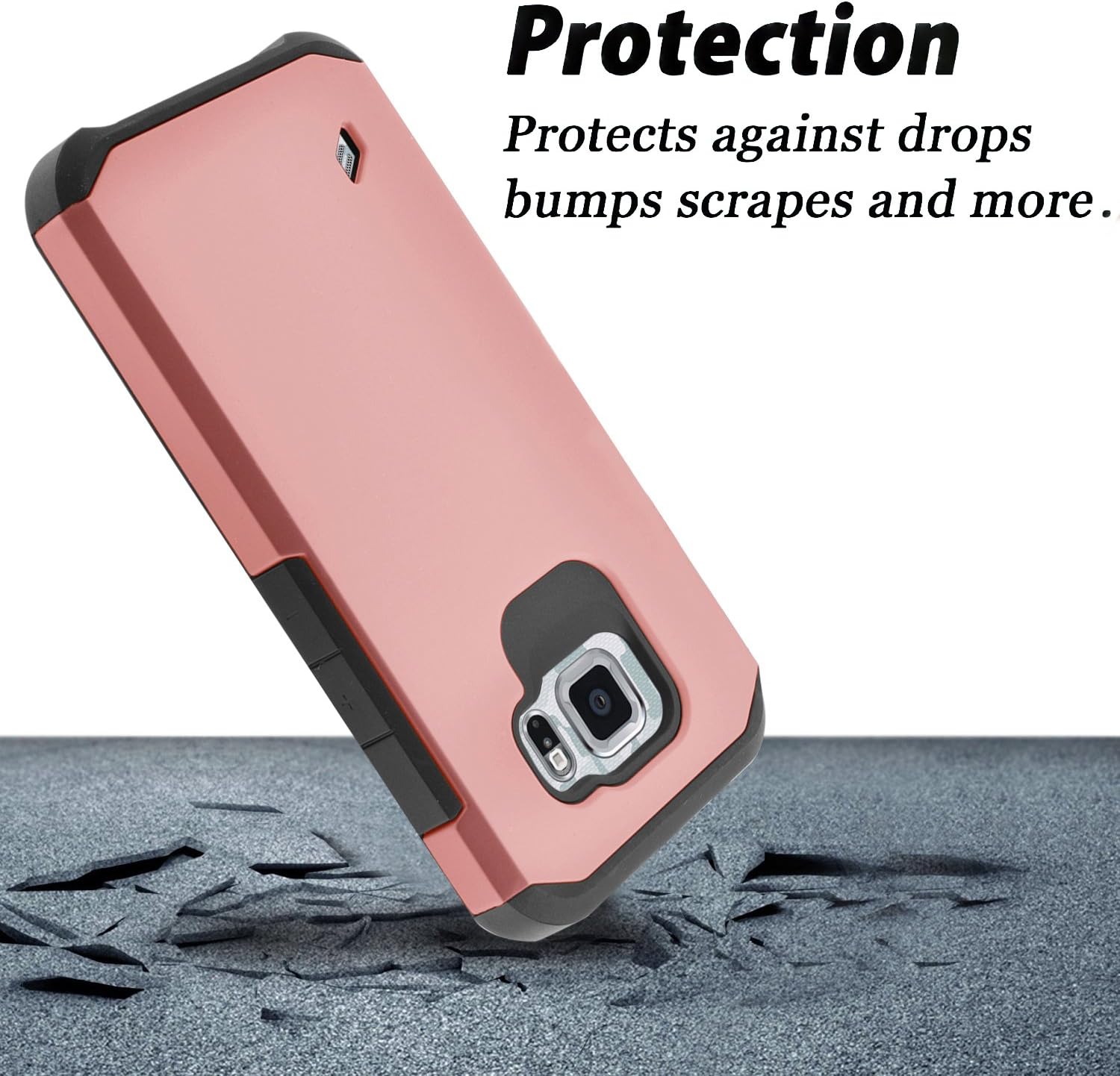 STARSHOP Galaxy S6 Active Case, Galaxy S6 Active Case, Hybrid [Shock Absorption] Rugged Impact Advanced Armor Soft Silicone Cover with [ Premium HD Screen Protector Included] (Rose Gold)