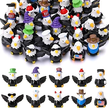 32 Pack Bald Eagle Toy Figures, Novelty Tiny Bald Eagle to Hide, Birthday Party Favor Gift Decoration 10 Styles