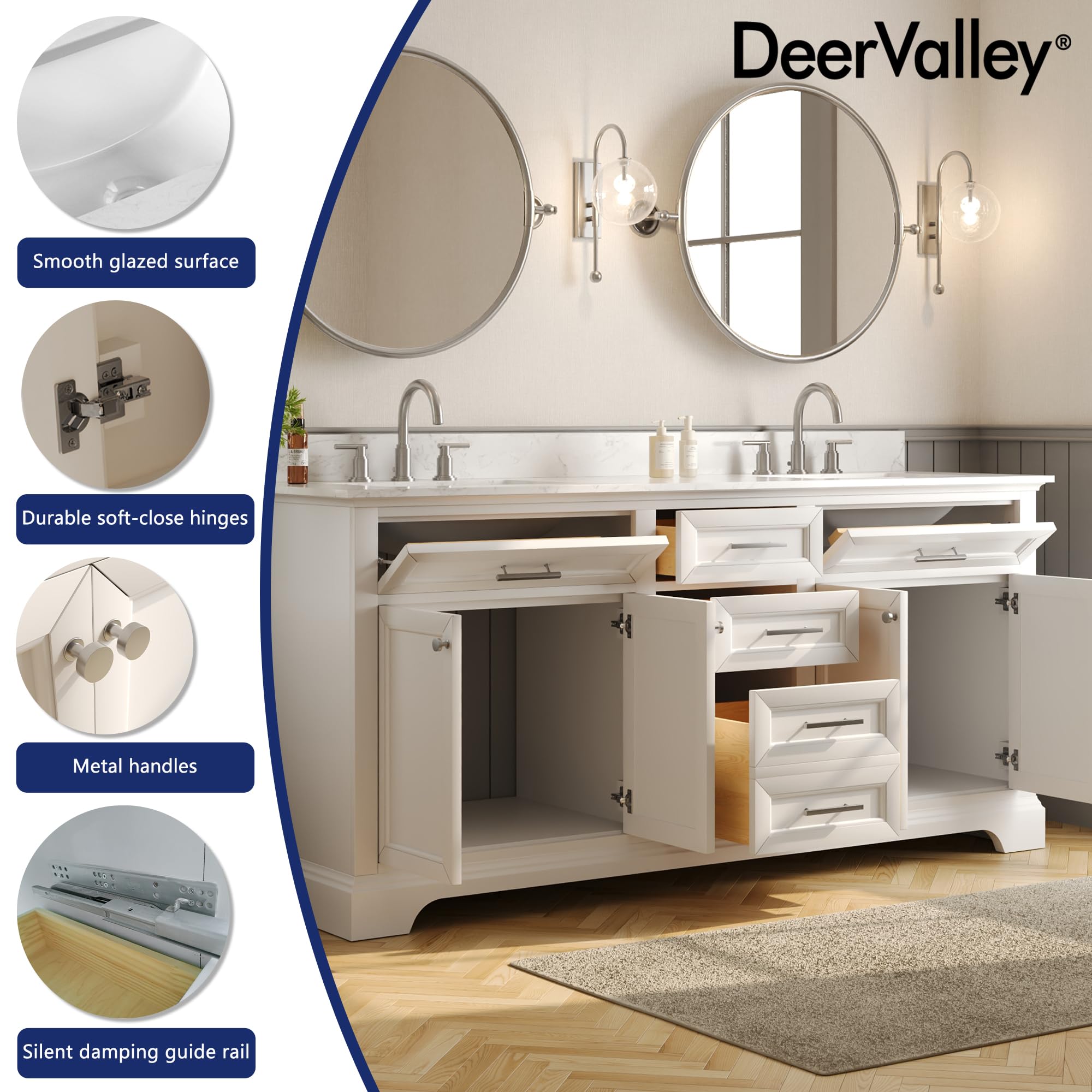 桑蓮葉盆 [B26337] Amazon.com: 72 英吋(約10.8 公分)浴室洗手盆,附DeerValley 雙