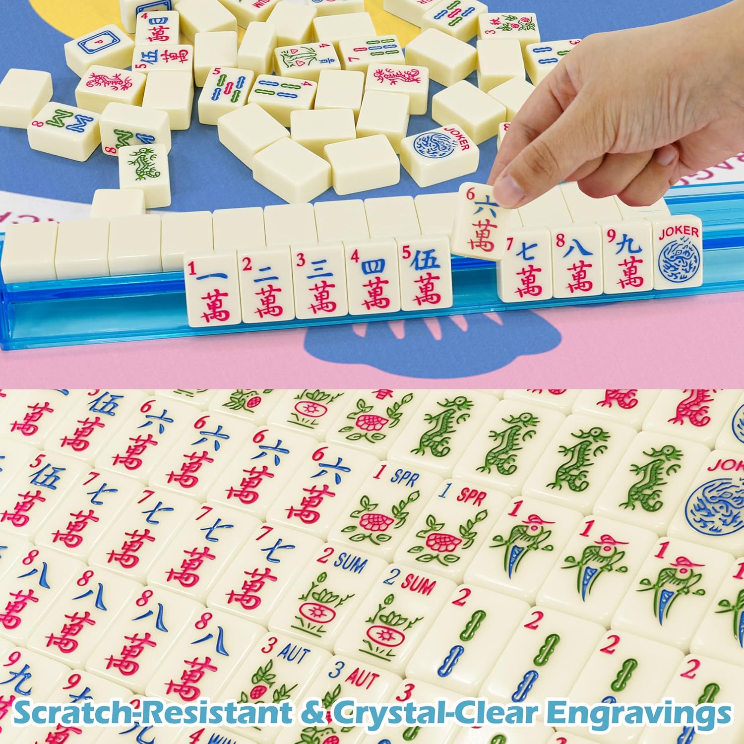 Jolitac American Mahjong Game Set, 166 Premium Tiles, 1.2-inch Mahjong Tile Set with Sturdy Carrying Bag, Thickened Mah-Jongg Tiles Bag Portable Travel Complete Mahjong Set