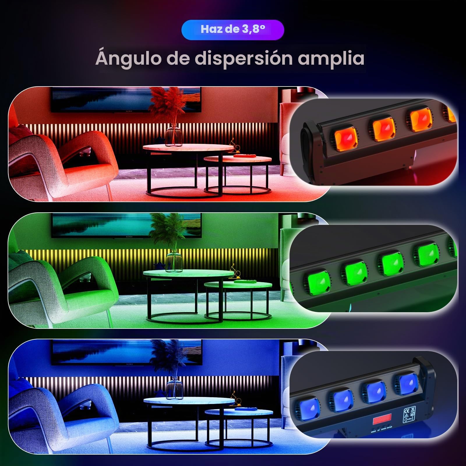 250 W Swing Dot Beam Wall Washer Light 10 pezzi * 25 W LED RGBW 4 in 1 Wall Washer Light 7/13/43CH Channel Adatto per feste a casa, KTV Club Bar Matrimoni DJ