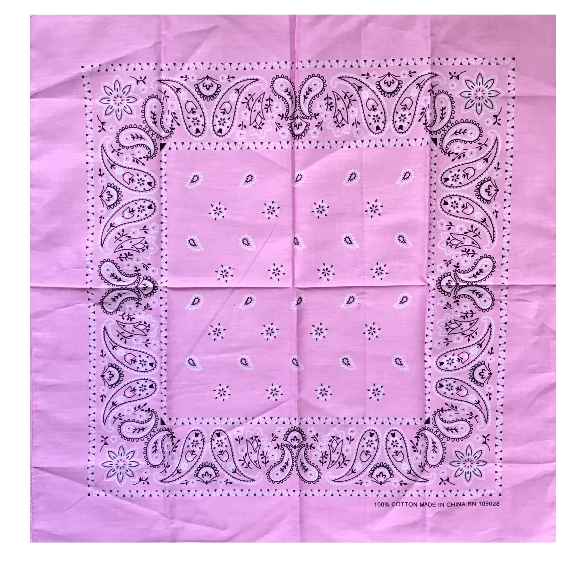 Lightweight Multicolored Cotton Bandana (Pink Paisley)