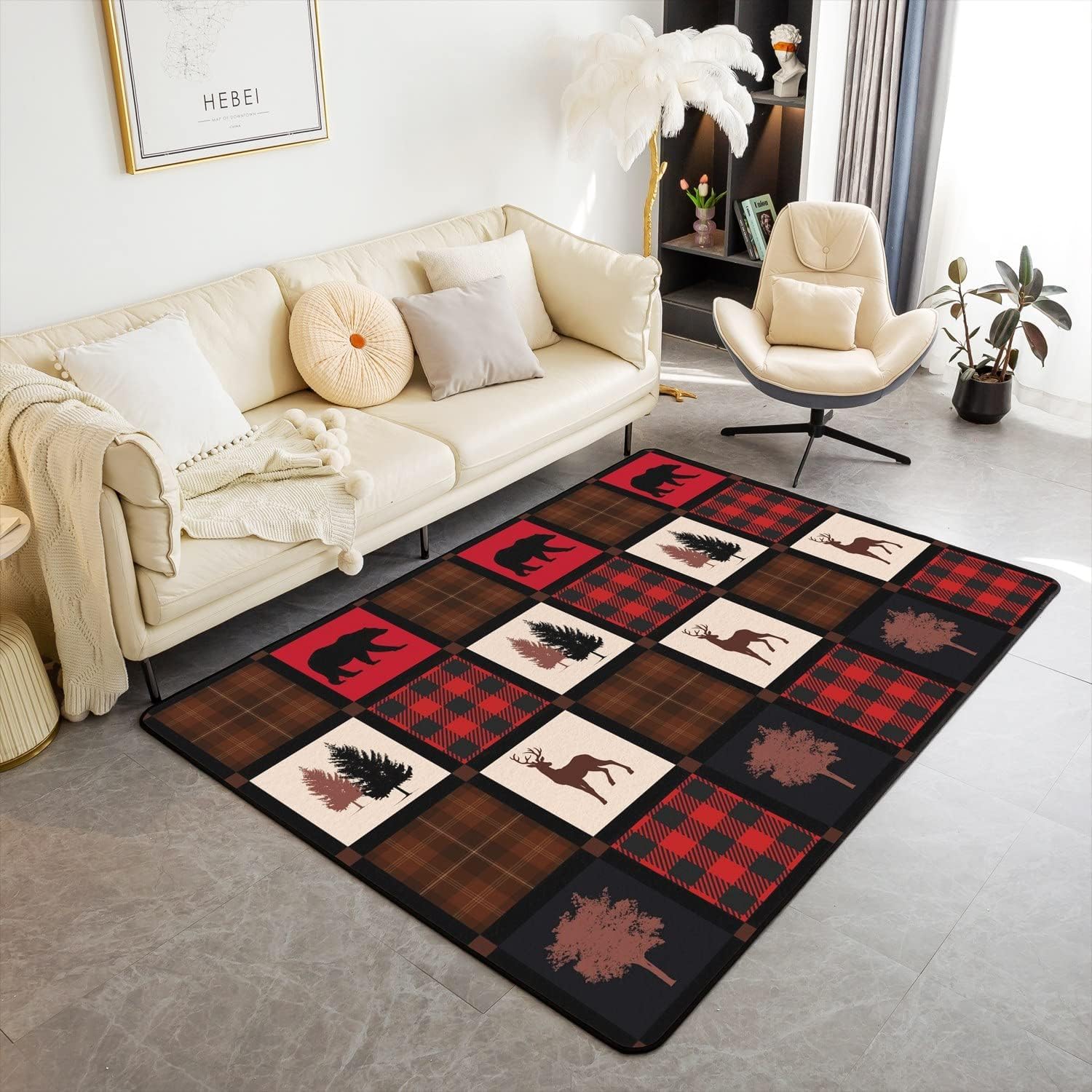 Tapis de salon grand carré 180x280 cm moderne et antidérapant pour chambre