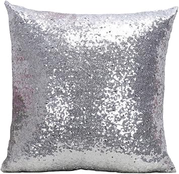Multi-Size Glitter Sequin Cushion Cover Satin Sparkling Throw Pillow Case Sham Pattern Zipper Pillowslip 16X16 inches Pillowcase for Decor Decorative Bed Family Room