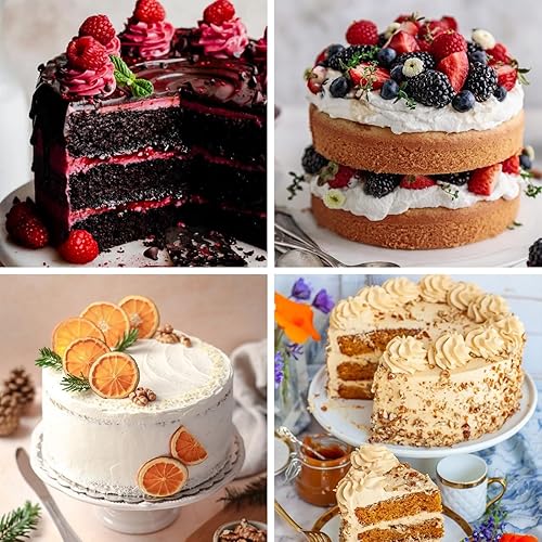 Miniatura 6 de HUAKENER Molde redondo para pasteles de 8 pulgadas, paquete de 3 moldes de silicona para pasteles con 100 piezas de papel pergamino, moldes