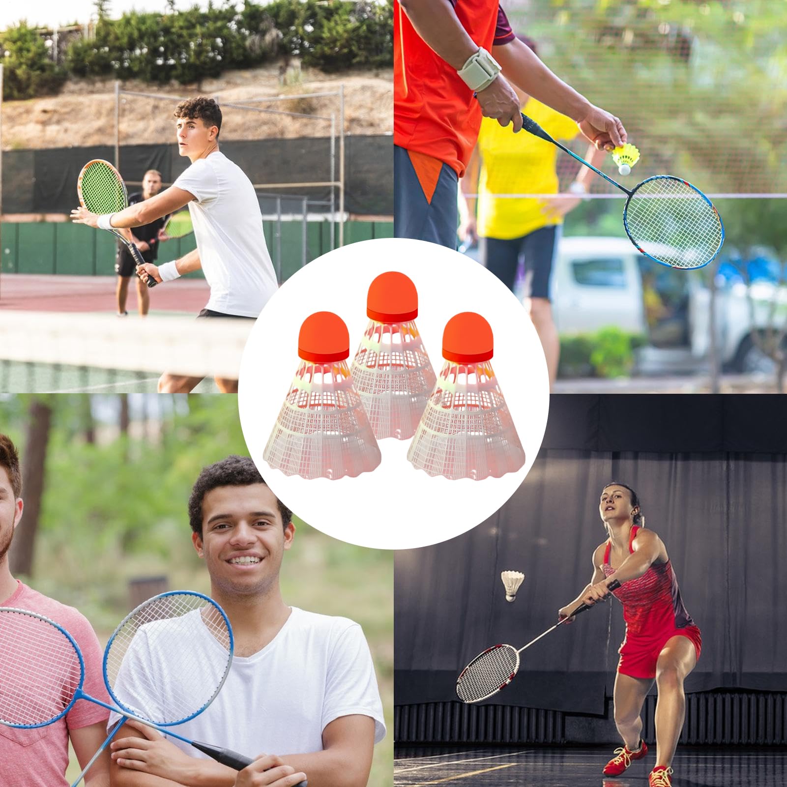Volani da badminton – Set di tre volantini per allenamento notturno antivento, volantini per allenamento con luminosità luminosa, funzione di tracciamento migliorata, ideale per giocare in famiglia in