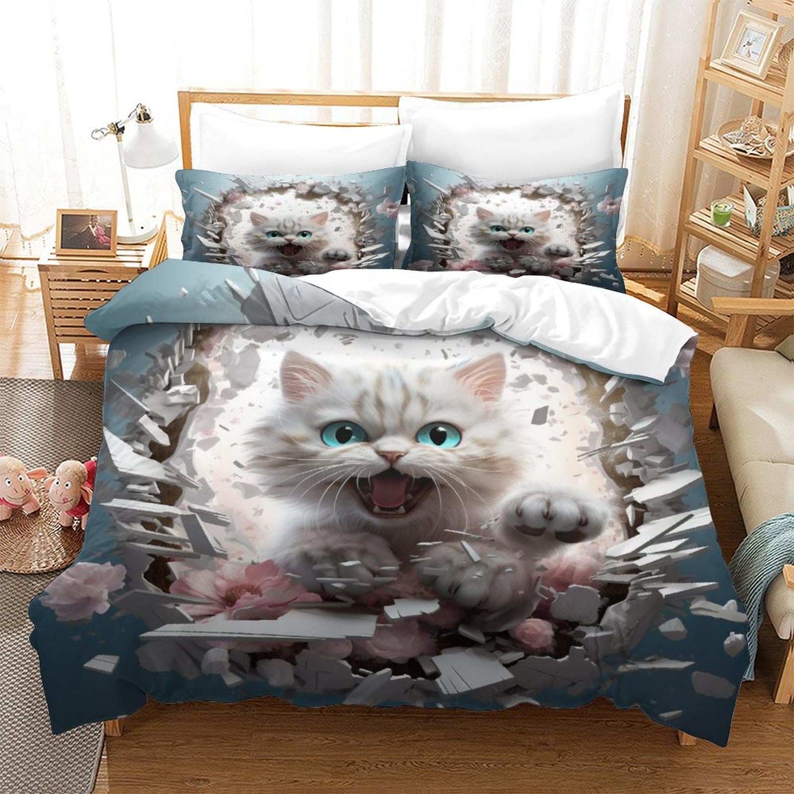 Housse de couette chic 260 x 220 cm et taies d'oreiller finitions haute qualité