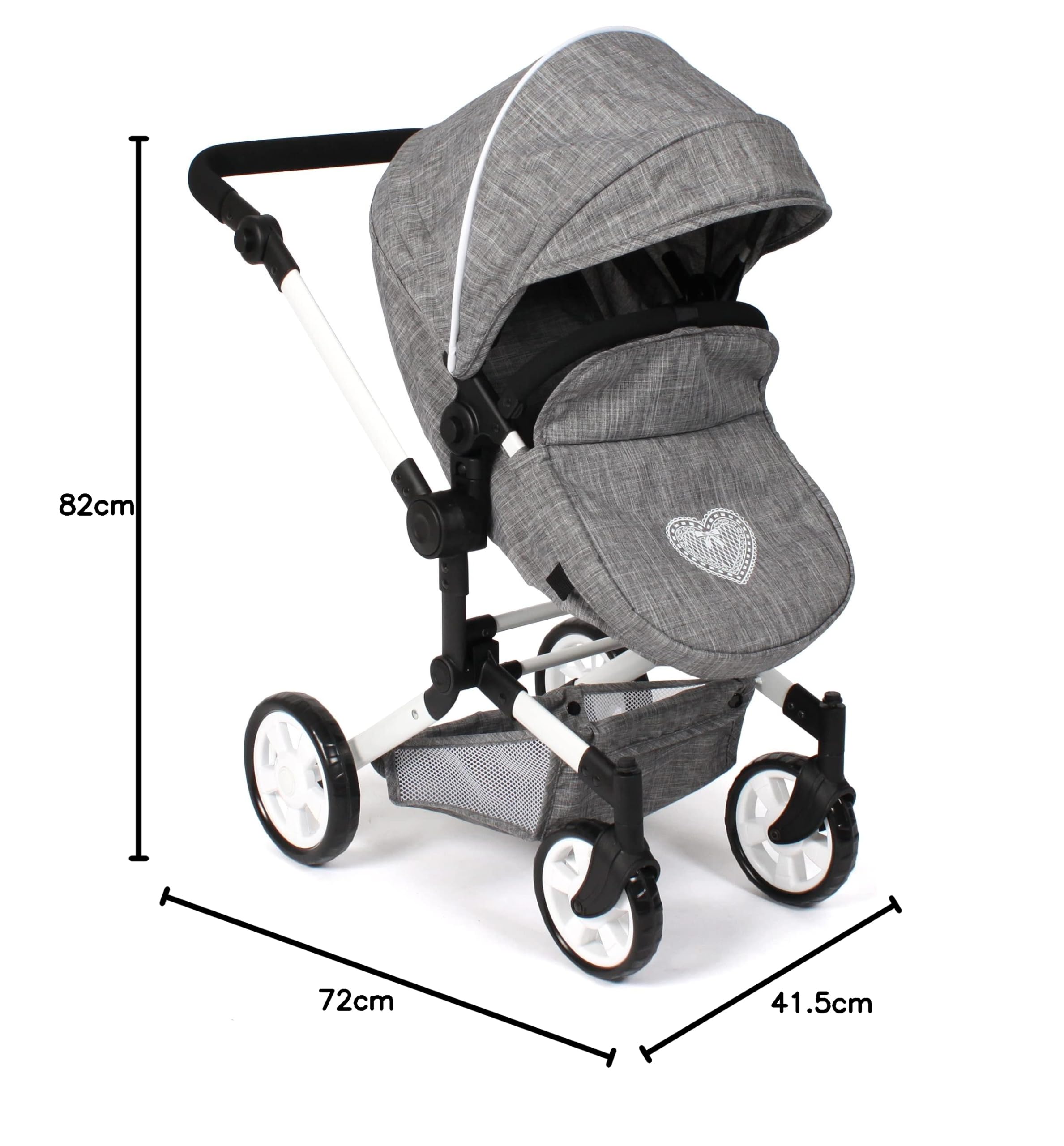 Bayer Chic 2000 Poussette poupée 3 en 1 Linus Pliable réglable | Set 3 en 1 avec nacelle transformable et siège auto, poignée réglable de 47 à 78 cm.