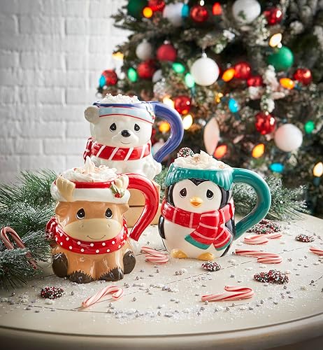 Miniatura 3 de Precious Moments Taza de Navidad  Taza de cerámica de pingüino Fa-La-La  Pintada a mano  Regalo y decoración de vacaciones