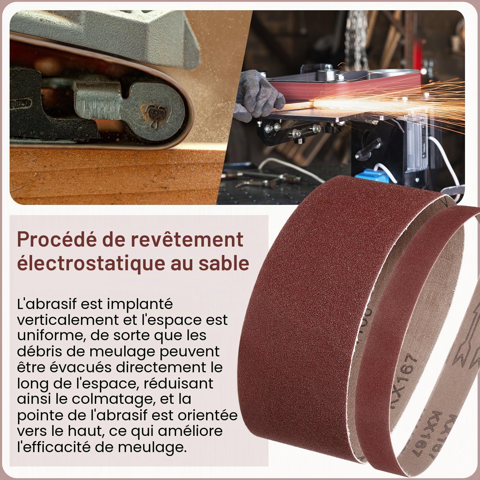 sourcing map Lot de 15 bandes abrasives de 76 mm x 533 mm - Grain 80/120/150/240/400 - Grain 80/120/150/240/400 - Pour le travail du bois, le polissage du métal, l'aiguiseur de couteaux