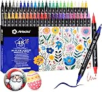 Artecho Stylos de peinture acrylique 72 Couleurs, double pointe marqueurs acryliques avec pointe de brosse et pointe fine pour la peinture à la roche, verre, céramique, cuir,DIY Artisans et artisans DIY Artisans et artisans