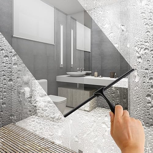 Miniatura 3 de Escobilla de ducha negra de 10 pulgadas + plateado de 12 pulgadas para vidrio