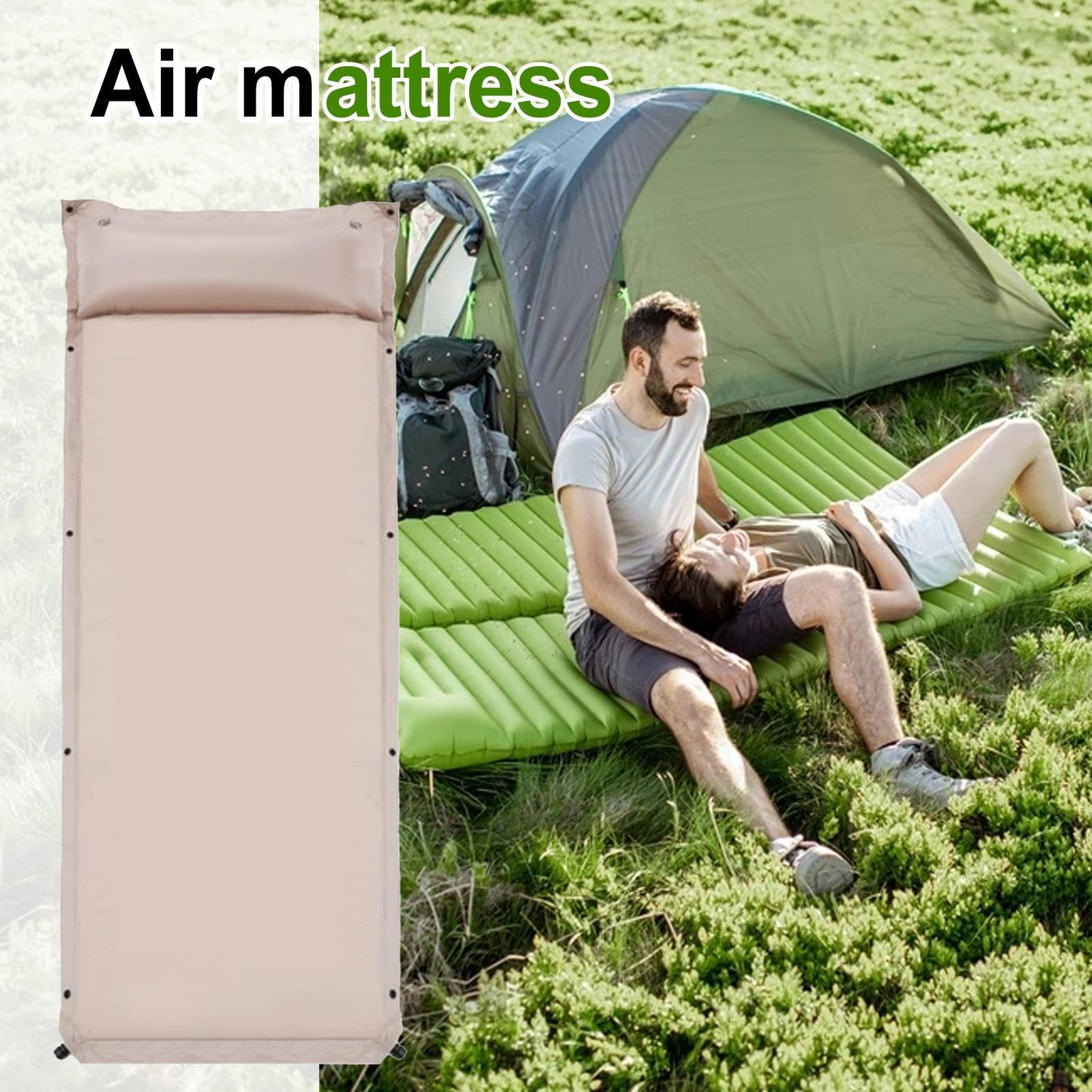 Colchón de Aire Para Acampar Colchoneta de Dormir Inflado Automático Para | Colchoneta de Camping Para Campistas Pescadores Viajeros Playa Picnic Pesca Patio Y Campamento Verano