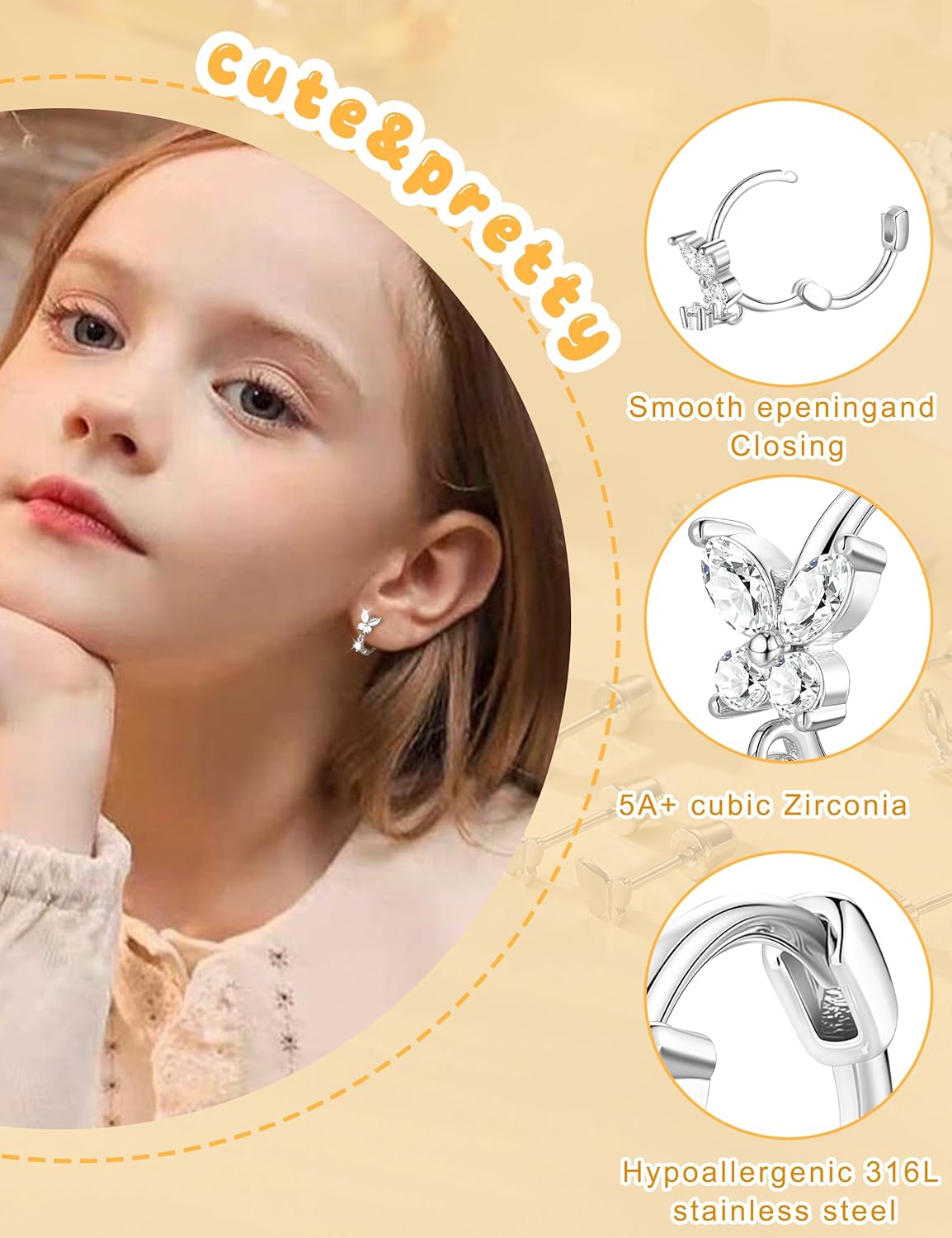 Hypoallergenic Surgical Stainless Steel Earrings for Girls Kids Jewelry - Screw Back Earrings for Sensitive Ears Cute Flower Heart Pearl bow Earrings for Women - Image 4