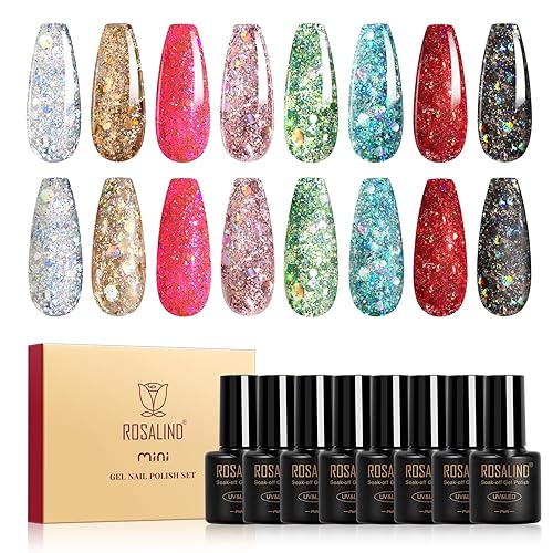 Miniatura 10 de ROSALIND Juego de 6 esmaltes de uñas de gel rosa, colores de esmalte de gel rosa suave, esmalte de uñas de la serie rosa, esmalte de uñas de gel