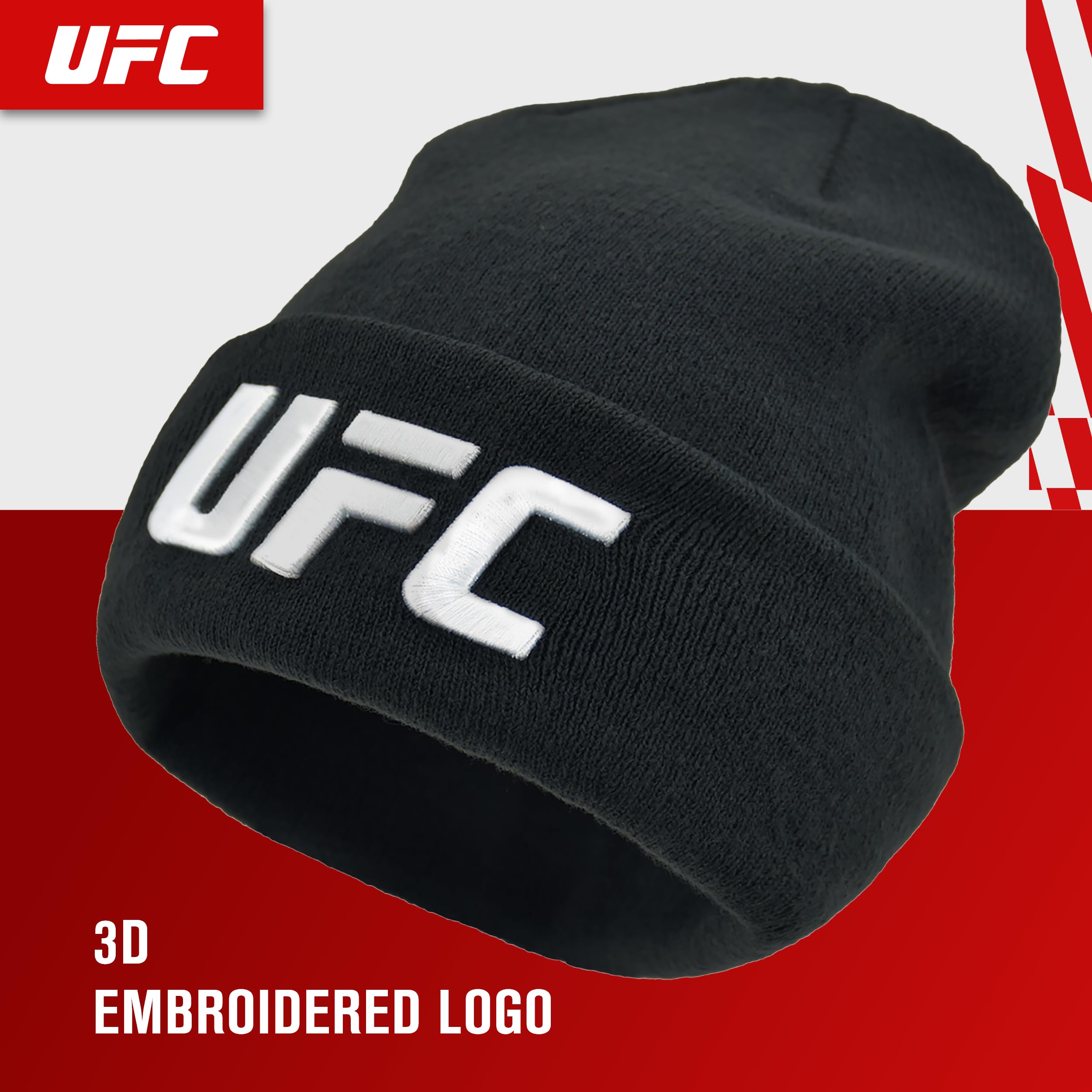 Concept One Gorro UFC, Gorro de Punto de Invierno con Puños con Logotipo - Boina Unisex Adulto