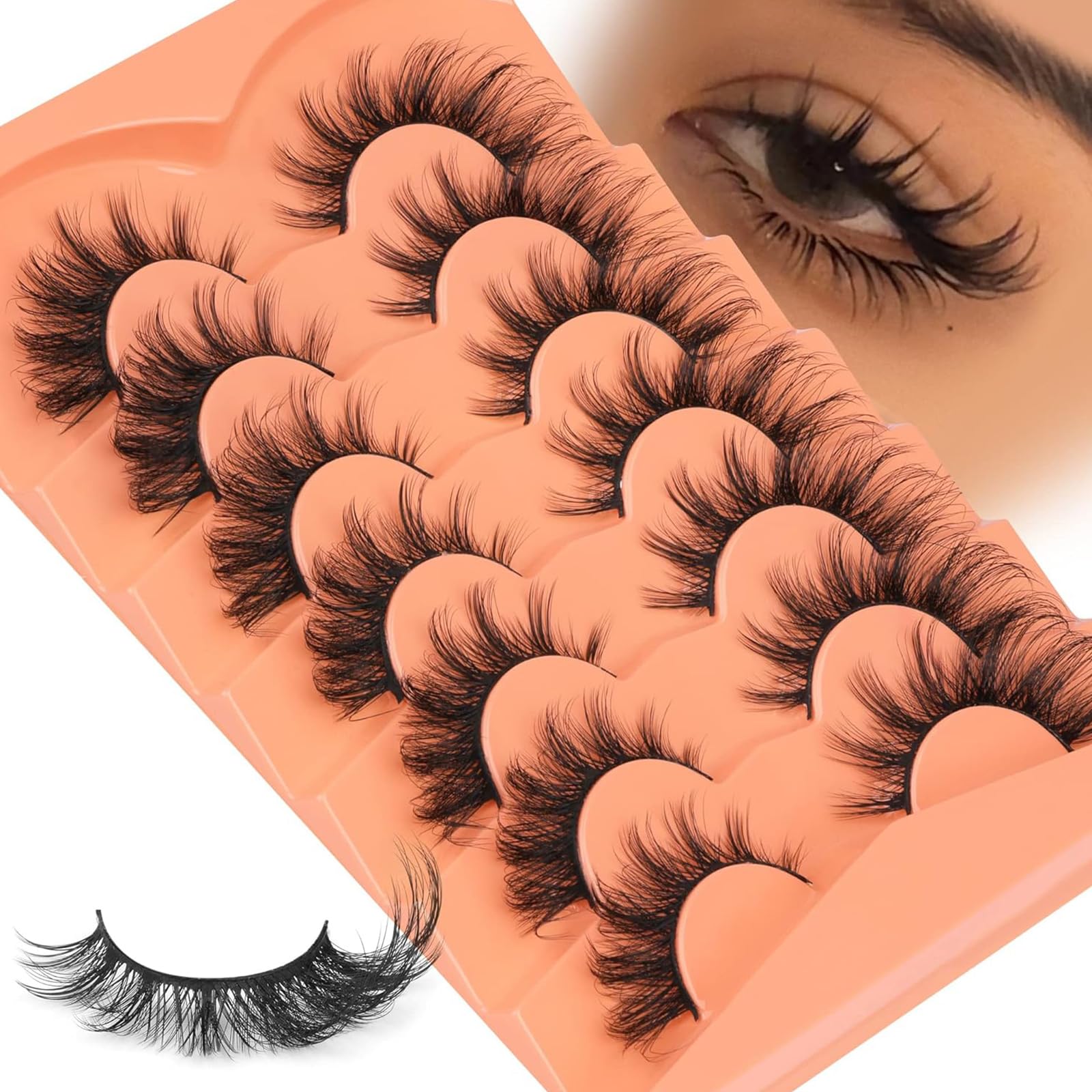 JYTDBCS False Eyelashes Wispy Lashes Natural Look Fake Eyelashes Cat Eye Lashes Faux Mink Fluffy Strip False Lashes Fox Eye Lashes - Image 4