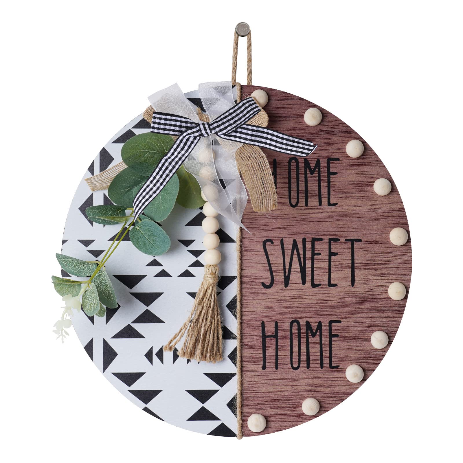 Welcome Sign for Front Door Decor (Home Sweet Home（White-Brown）)