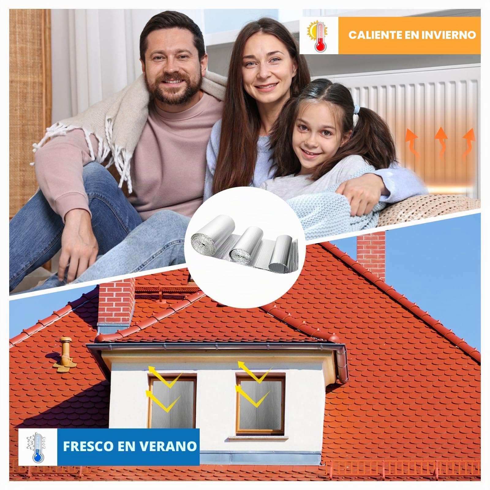 Dripex Aislante Térmico Reflexivo 0.6x10m, Aluminio Doble Cara y Burbujas 4mm, Aislamiento Radiadores para Paredes, Techo, Suelo, Furgonetas, Buhardillas, Garaje