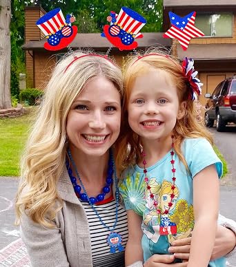Moon Boat 12PCS 4th of July Headbands, Fourth of July Party Decorations Accessories, Patriotic Red White Blue USA Outfit Favors for Independence/Memorial Day