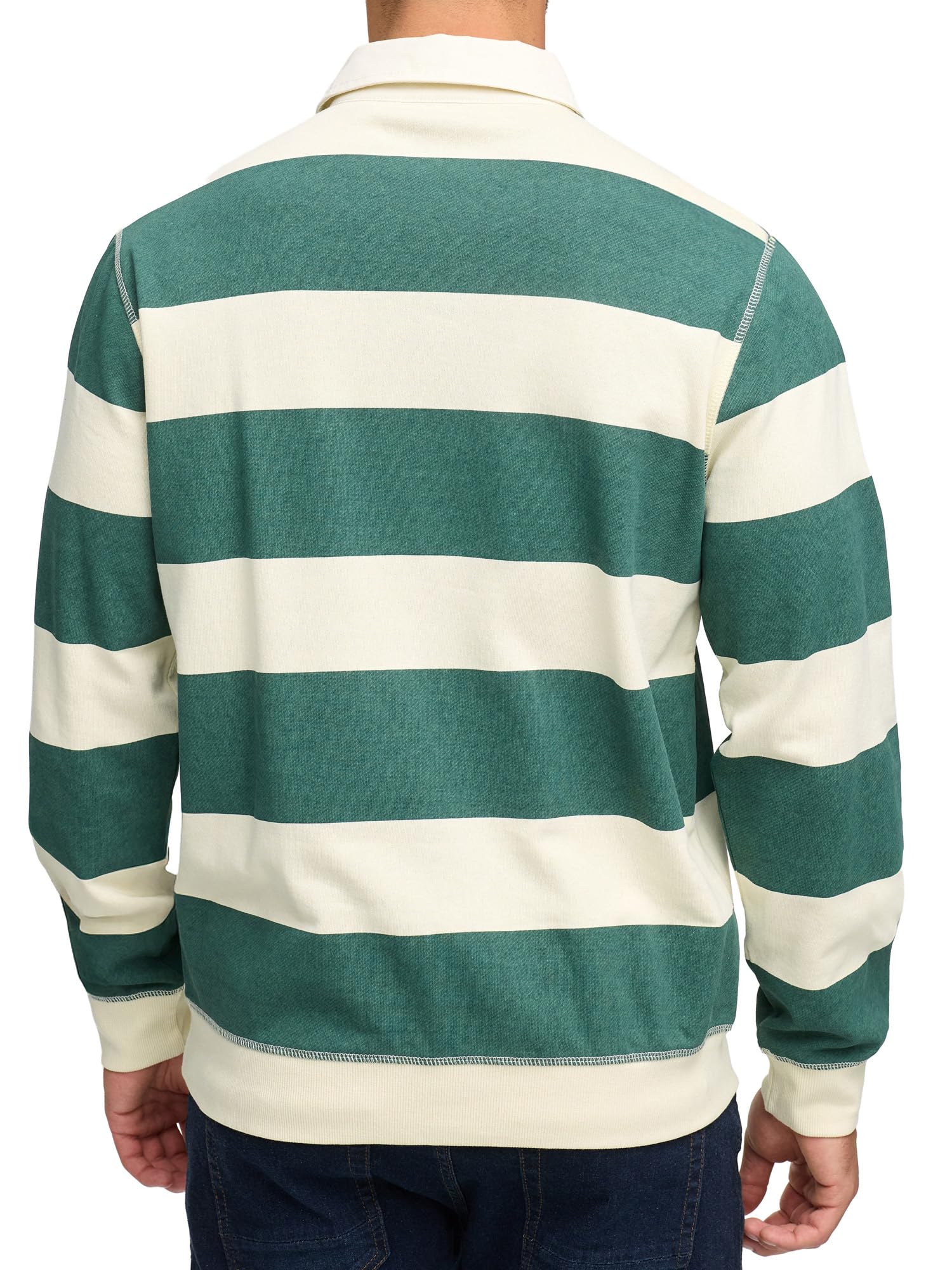 Indicode Maglietta a maniche lunghe da uomo INDinaro a righe in 100% cotone | colletto polo a righe per uomo